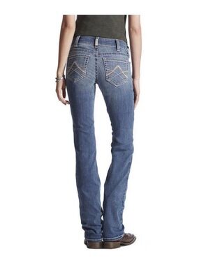 ARIAT REAL western performance stretch straight leg denim jeans stitched Sz 30